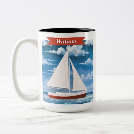 Wassersportsegelboot Personalisiert Zweifarbige Tasse (Links)