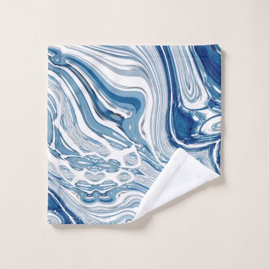 Wassersportwellen am Strand Aquarellblau Wirbel Badhandtuch Set (Waschlappen)