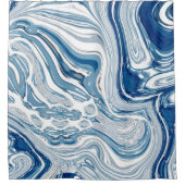 Wassersportwellen am Strand Aquarellblau Wirbel Duschvorhang (Vorderseite)