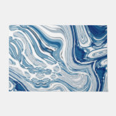 Wassersportwellen am Strand Aquarellblau Wirbel Fußmatte (Vorderseite)