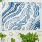 Wassersportwellen am Strand Aquarellblau Wirbel Geschirrtuch (Gefaltet)