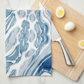 Wassersportwellen am Strand Aquarellblau Wirbel Geschirrtuch (Viertel Falte)