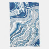 Wassersportwellen am Strand Aquarellblau Wirbel Geschirrtuch (Vertikal)