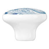 Wassersportwellen am Strand Aquarellblau Wirbel Keramikknauf (Seitenansicht)