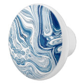Wassersportwellen am Strand Aquarellblau Wirbel Keramikknauf (Rechts)
