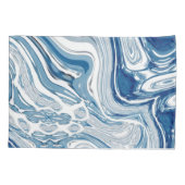 Wassersportwellen am Strand Aquarellblau Wirbel Kissenbezug (Rückseite-Links)