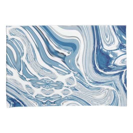 Wassersportwellen am Strand Aquarellblau Wirbel Kissenbezug (Vorderseite-Rechts)