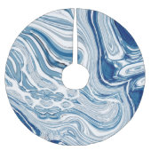 Wassersportwellen am Strand Aquarellblau Wirbel Polyester Weihnachtsbaumdecke (Vorderseite)