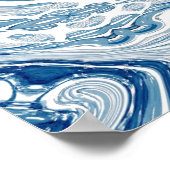 Wassersportwellen am Strand Aquarellblau Wirbel Poster (Ecke)