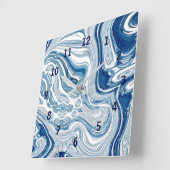 Wassersportwellen am Strand Aquarellblau Wirbel Quadratische Wanduhr (Winkel)