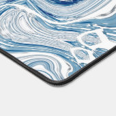 Wassersportwellen am Strand Aquarellblau Wirbel Schreibtischunterlage (Ecke)