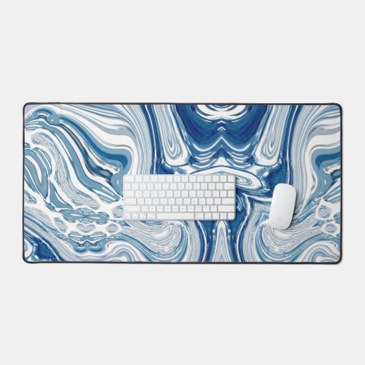 Wassersportwellen am Strand Aquarellblau Wirbel Schreibtischunterlage (Tastatur & Maus)