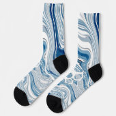 Wassersportwellen am Strand Aquarellblau Wirbel Socken (Linkes Detail)