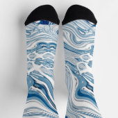 Wassersportwellen am Strand Aquarellblau Wirbel Socken (Oben)