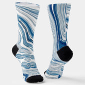 Wassersportwellen am Strand Aquarellblau Wirbel Socken (Gewinkelt)