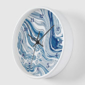 Wassersportwellen am Strand Aquarellblau Wirbel Uhr (Winkel)