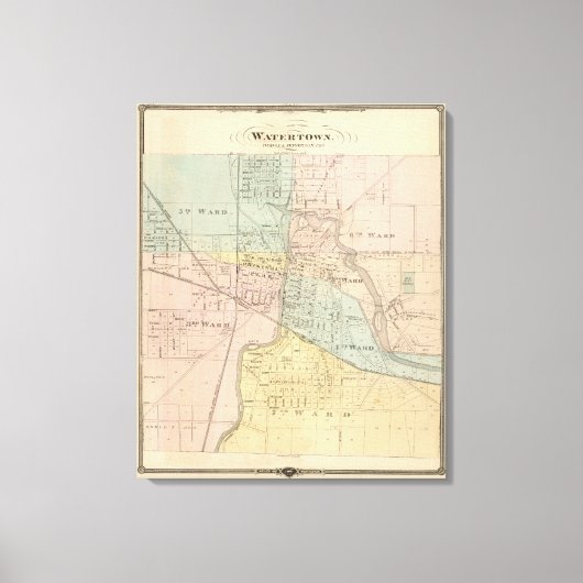Wasserstadt, Dodge und Jefferson Cos Leinwanddruck (Vorderseite)