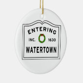 Wasserstadt, MA Holiday Wreath Metal Ornament (Rechts)