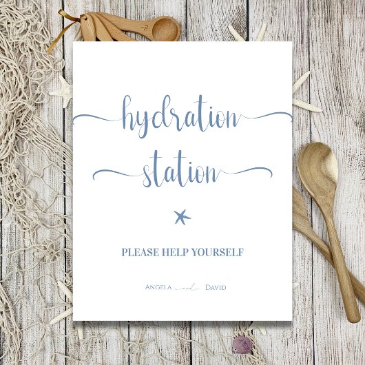 Wasserstation Blue Ocean Send Off Hochzeit Sockelschild