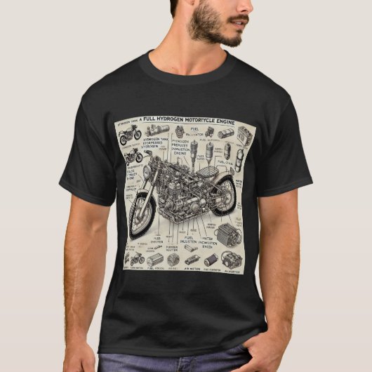 Wasserstoff-Motorrad-Motor T-Shirt (Vorderseite)