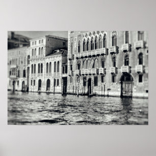 Wasserstraße Venedig Italien Schwarz-Weiß-Gebäude Poster