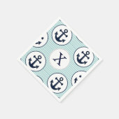 Wasserstreifen, blaues Ankernautikmuster Serviette (Ecke)