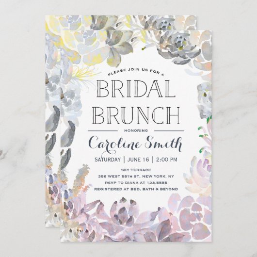 Wassersukkulturen | Bridal Brunch Einladung (Vorne/Hinten)