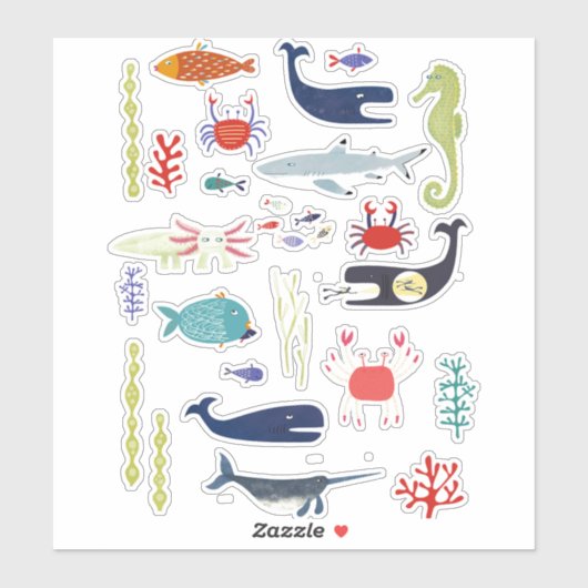 Wassertier Aufkleber (Blatt)