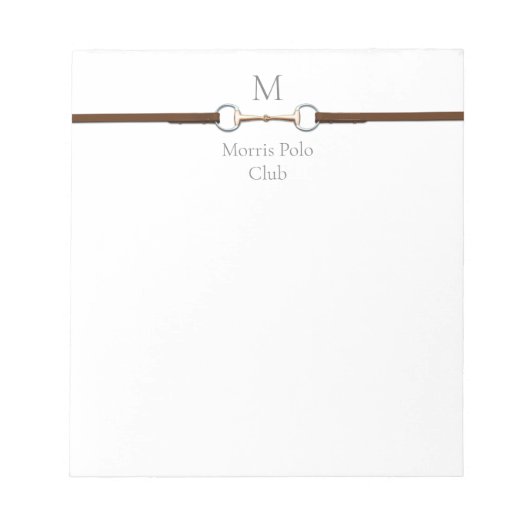 Wassertrense-Monogramm Reitsport Notizblock (Vorderseite)