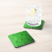 Wassertröpfchen auf grünem Hintergrund, cool u. Getränkeuntersetzer (Rechte Seite)