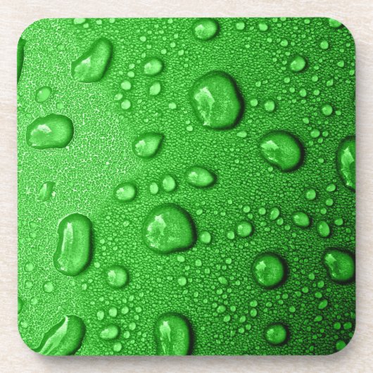 Wassertröpfchen auf grünem Hintergrund, cool u. Getränkeuntersetzer (Vorderseite)