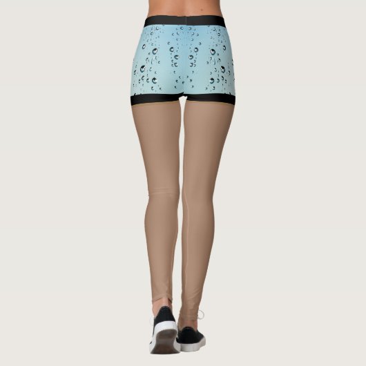 Wassertröpfchen kurze blaue Perlen nasse Leggings (Rückseite)