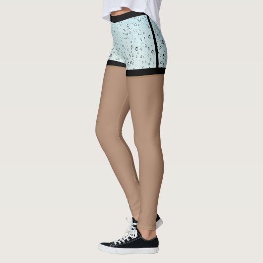 Wassertröpfchen kurze blaue Perlen nasse Leggings (Links)