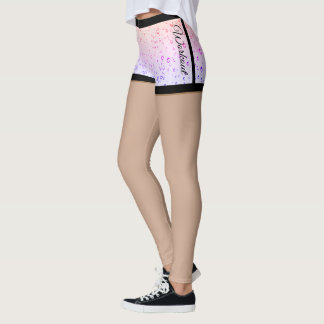 Wassertröpfchen kürzen lila Leggings mit rosa