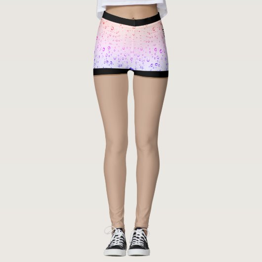 Wassertröpfchen kürzen lila Leggings mit rosa (Vorderseite)