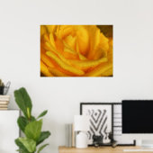 Wassertropfen an der eleganten Gelben Rose Poster (Heimbüro)