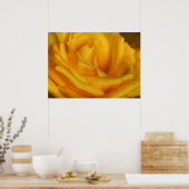Wassertropfen an der eleganten Gelben Rose Poster (Küche)