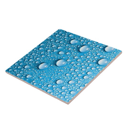 Wassertropfen auf blau | Benutzerdefinierte Kerami Fliese (Seite)
