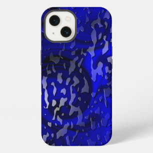 Wassertropfen auf blauem Swirl iPhone 13 Hülle
