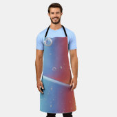 WASSERTROPFEN AUF BLAUEN KUNSTSTOFF SCHÜRZE (Getragen)