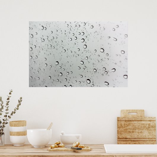 Wassertropfen auf Glas Poster (Küche)