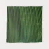Wassertropfen auf grünem Blatt Wandteppich (Vorderseite (Horizontal))
