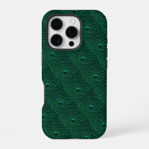 Wassertropfen auf grünem Metall iPhone 16 Pro Hülle