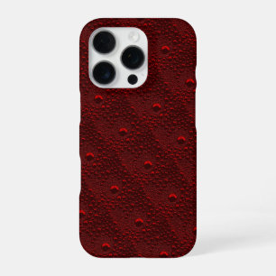 Wassertropfen auf karmesinrotem Metall iPhone 16 Pro Hülle