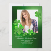 Wassertropfen auf Kleeblatt Foto Einladung (Vorderseite)