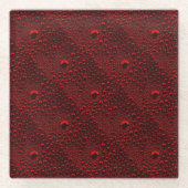 Wassertropfen auf Krimsonmetall Glasuntersetzer (Vorderseite)