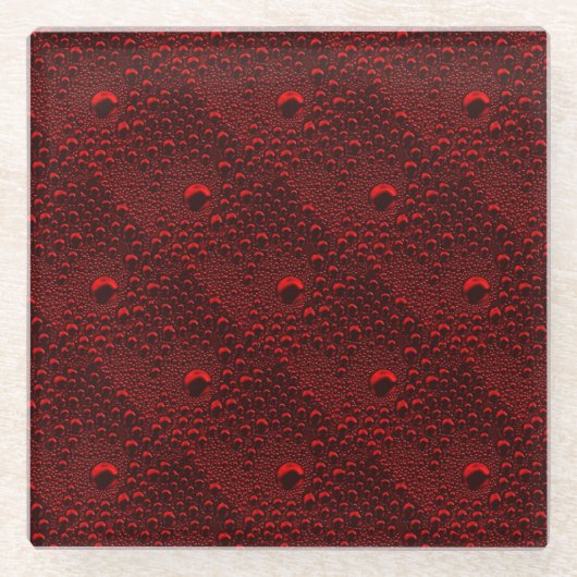 Wassertropfen auf Krimsonmetall Glasuntersetzer (Vorderseite)