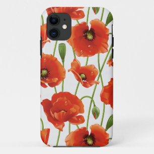 Wassertropfen auf niedlichen Mohnblumen iPhone 11 Hülle
