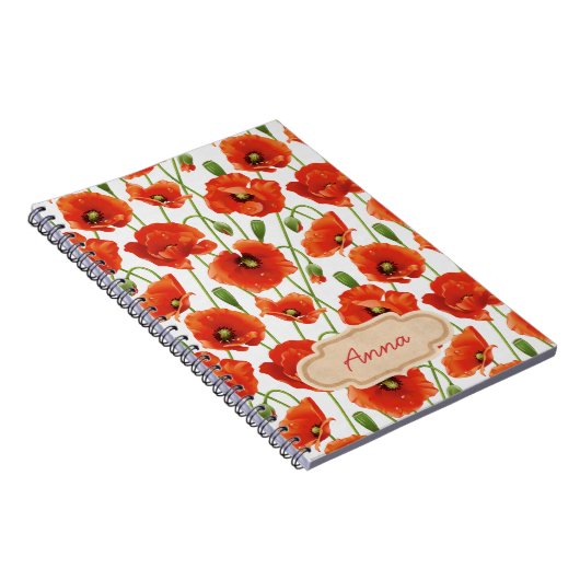 Wassertropfen auf niedlichen Mohnblumen Notizblock (Rechte Seite)