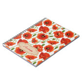 Wassertropfen auf niedlichen Mohnblumen Notizblock (Linke Seite)